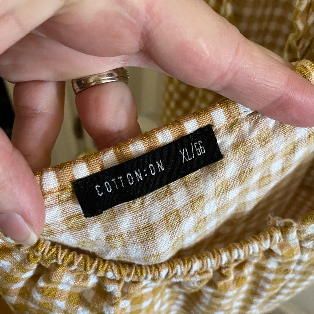 Cotton-On Mustard Yellow Checked Sasha Halter Neck Playsuit Romper Size XL - Picture 4 of 4